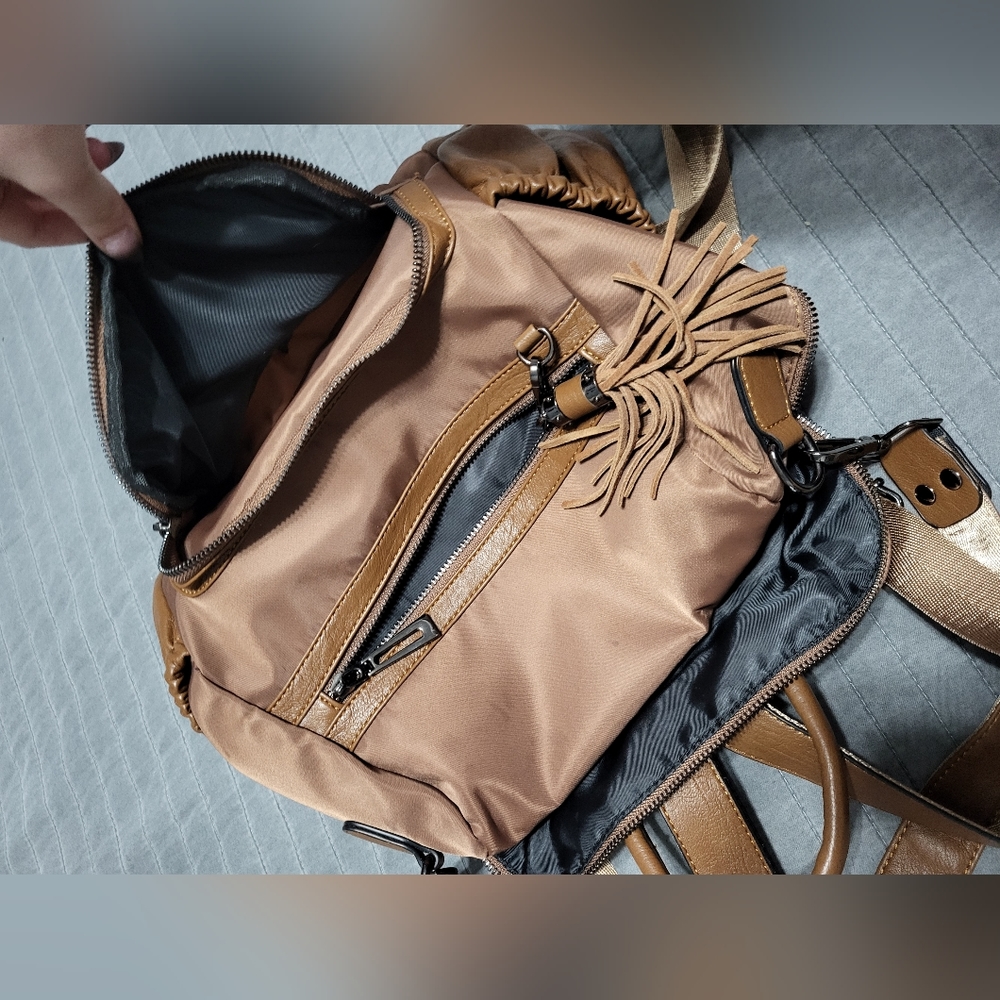 Brown 2 strapped backpack with tassel